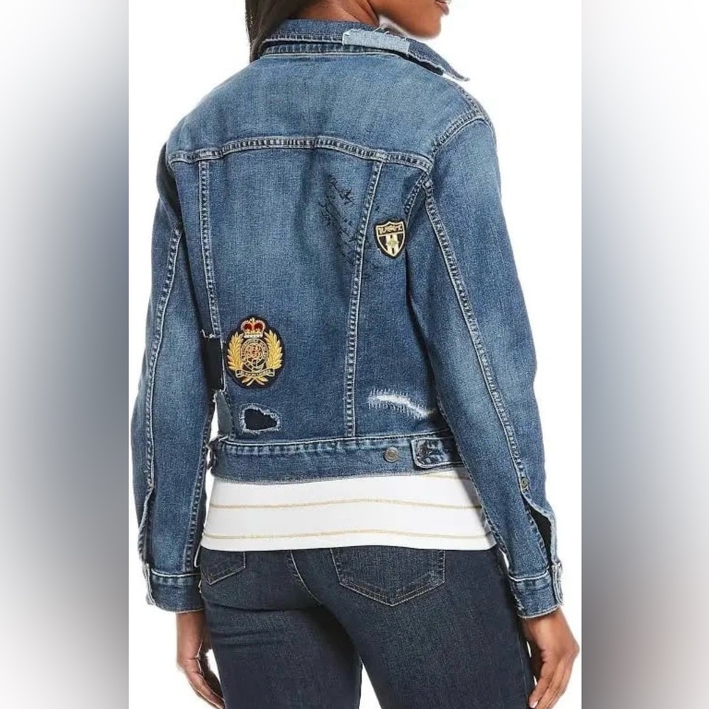 Lauren Womens Ralph Lauren Navy Pocketed Distressed Patchwork Boxy
Button Up Den - Picture 2 of 10